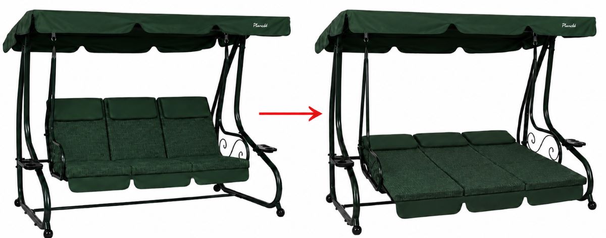 GardenLine Zahradní houpačka s lůžkem a držáky na nápoje SORENTINO Mesh Green zelená 4